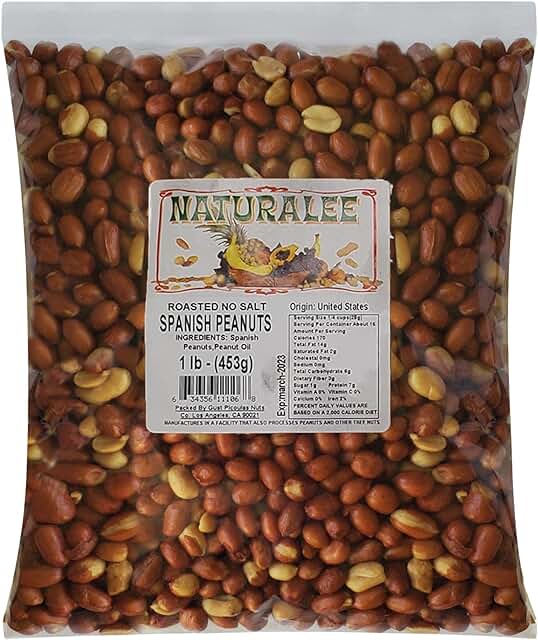 Naturalee Spanish Peanuts - Roasted, No Salt, 1 lb bag